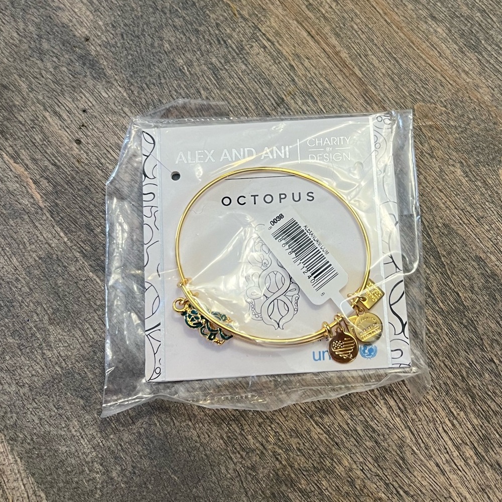 New Alex and Ani Gold Octopus Charm Bracelet